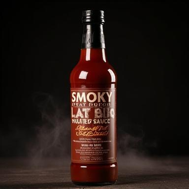 A bottle of Smoky Peat BBQ sauce.